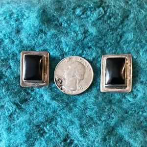 SOLD-Vintage Sterling Silver & Onyx earrings